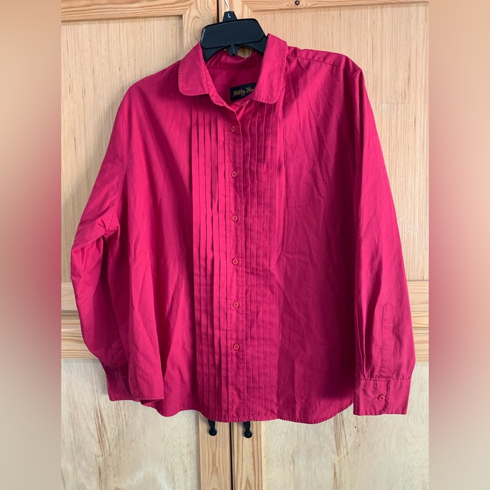 Kelly Harper Red Button Down Shirt with Pleated Front Sz 20W